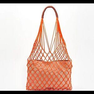 Vince Camuto Rope and Canvas Tote Bag  Zest Fiery Coral